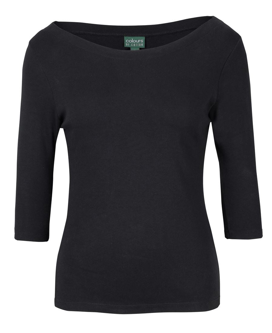 C of C LADIES 34 SLEEVE BOAT NECK TEE