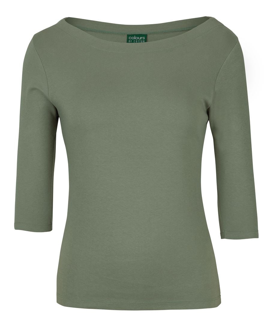 C of C LADIES 34 SLEEVE BOAT NECK TEE