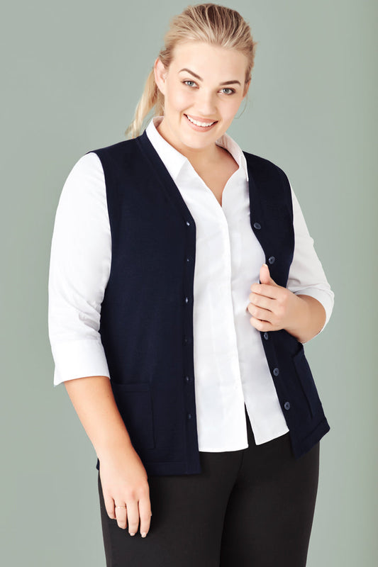 Womens Button Front Knit Vest
