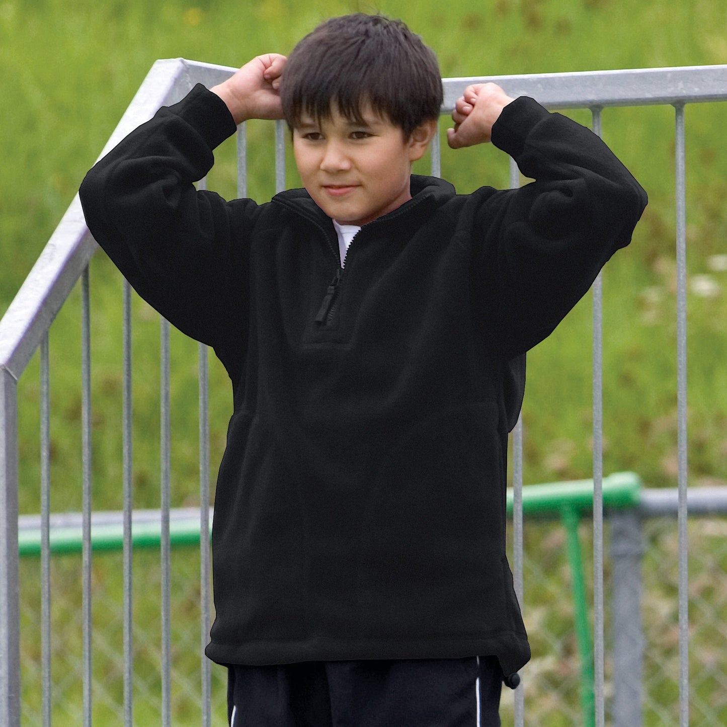 Detailed Polar Fleece Pullover - Black